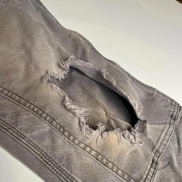Vintage Carhartt Double Knee Work Pants Gray Distressed Paint Stains Rip W30 L28 - Picture 6 of 15